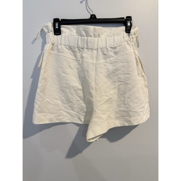 ZARA Size XS Womens Linen Blend Elastic Waist Ruffle‎ Shorts In Ivory Cream NWT - Picture 2 of 7